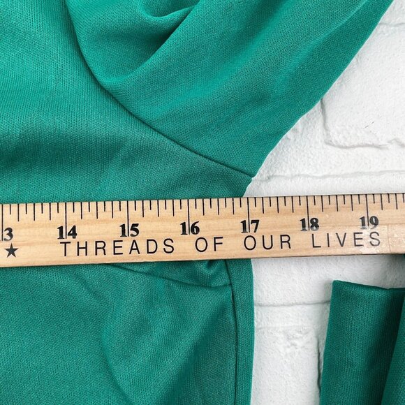 NPC Fashions Dress Jacket Set Women 14 Green Shift‎ Ruffle Career Retro 70s VTG - Picture 12 of 16